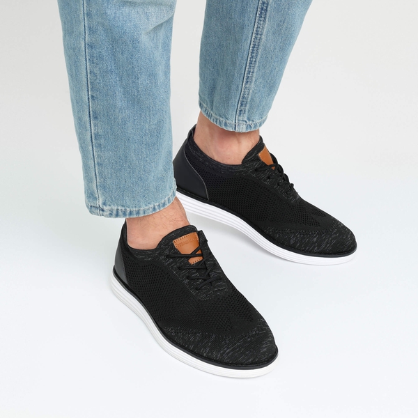 [KnitFlex Breeze+] Men's Breathable Mesh Oxford Sneakers - BLACK GREY - 6